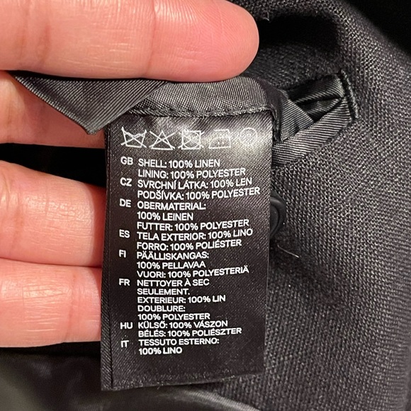 H&M Black Linen Notched Collar Blazer 44R - Picture 11 of 12